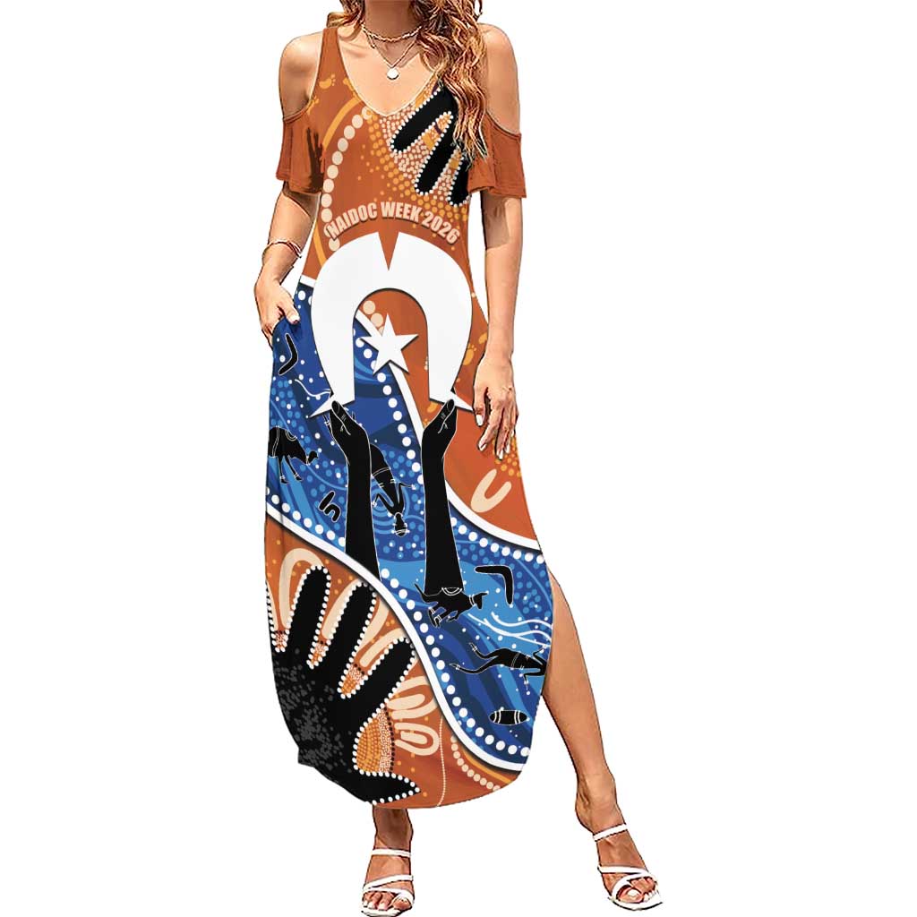 50 Years Of Deadly NAIDOC Week 2026 Summer Maxi Dress Torres Strait Dhari Aboriginal Art