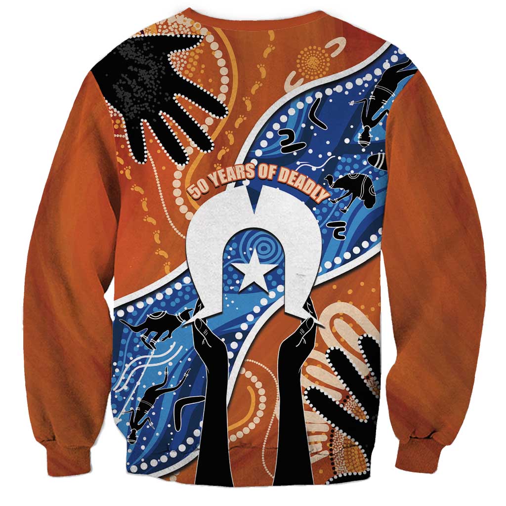 50 Years Of Deadly NAIDOC Week 2026 Sweatshirt Torres Strait Dhari Aboriginal Art