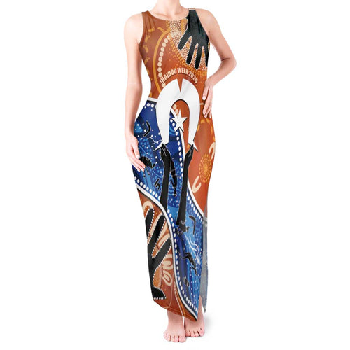 50 Years Of Deadly NAIDOC Week 2026 Tank Maxi Dress Torres Strait Dhari Aboriginal Art