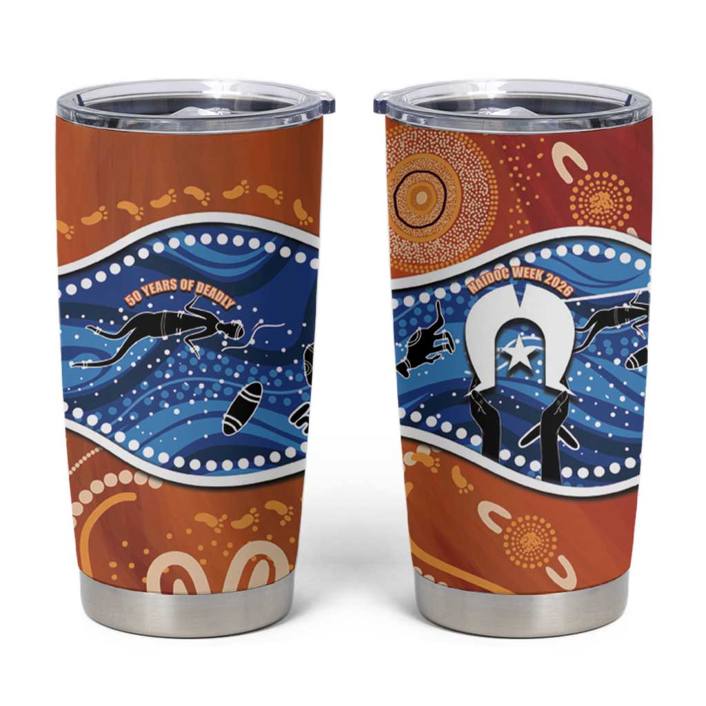 50 Years Of Deadly NAIDOC Week 2026 Tumbler Cup Torres Strait Dhari Aboriginal Art