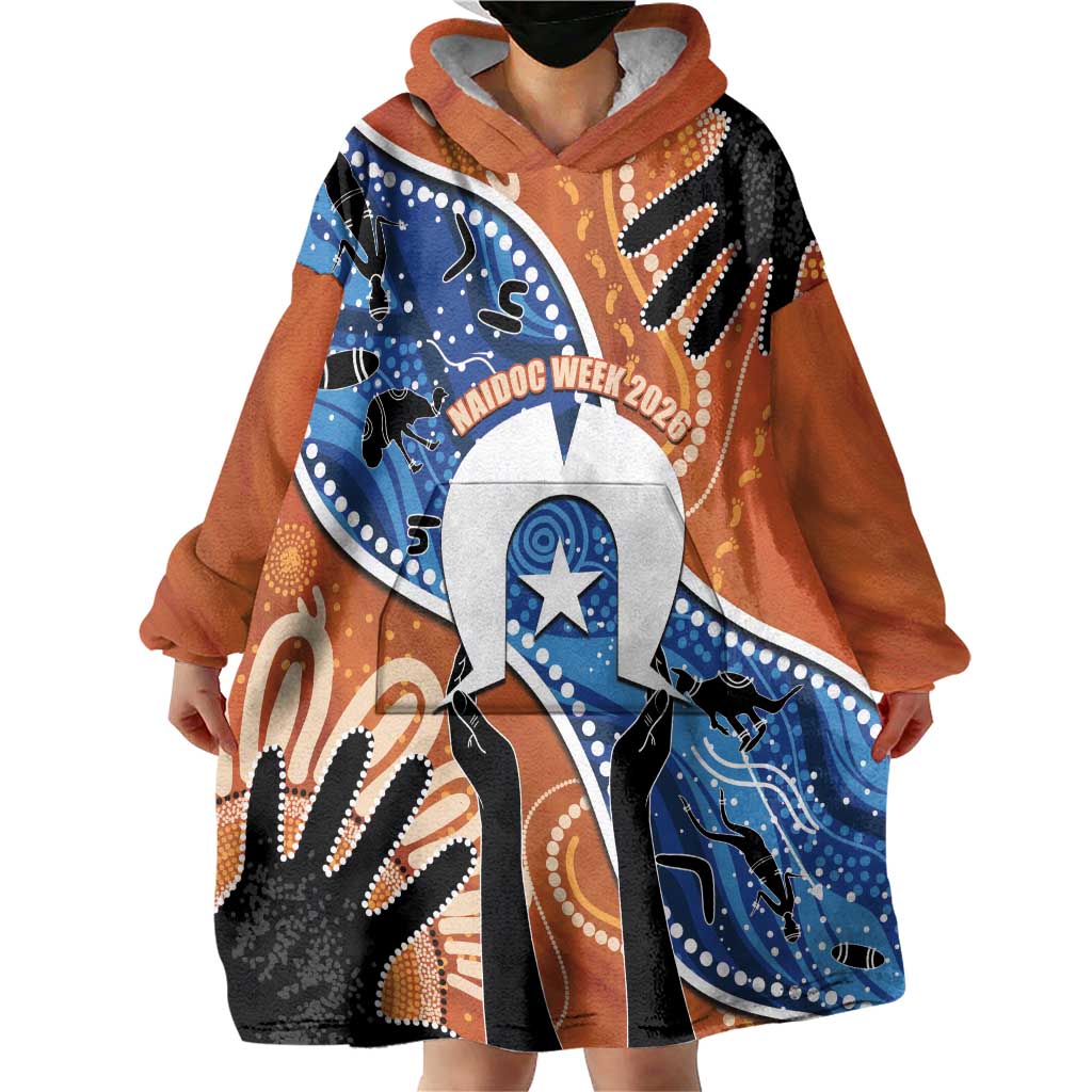 50 Years Of Deadly NAIDOC Week 2026 Wearable Blanket Hoodie Torres Strait Dhari Aboriginal Art