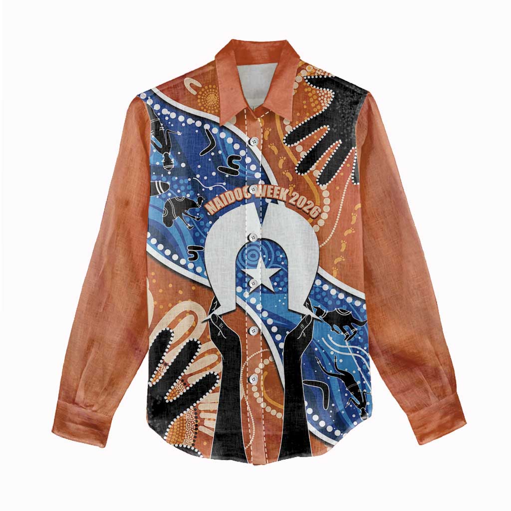 50 Years Of Deadly NAIDOC Week 2026 Women Casual Shirt Torres Strait Dhari Aboriginal Art