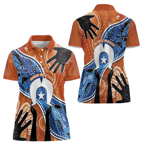 50 Years Of Deadly NAIDOC Week 2026 Women Polo Shirt Torres Strait Dhari Aboriginal Art