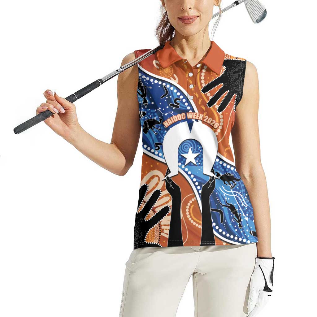 50 Years Of Deadly NAIDOC Week 2026 Women Sleeveless Polo Shirt Torres Strait Dhari Aboriginal Art