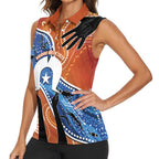 50 Years Of Deadly NAIDOC Week 2026 Women Sleeveless Polo Shirt Torres Strait Dhari Aboriginal Art