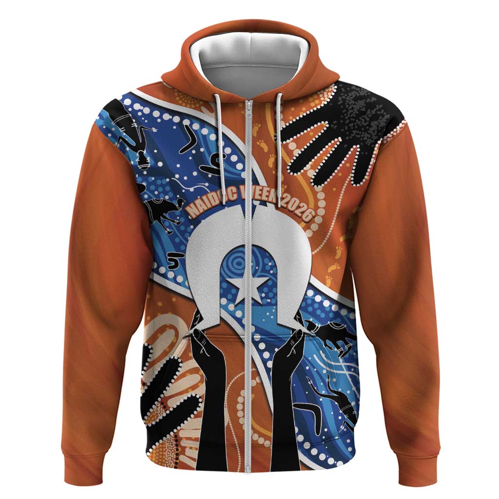 50 Years Of Deadly NAIDOC Week 2026 Zip Hoodie Torres Strait Dhari Aboriginal Art