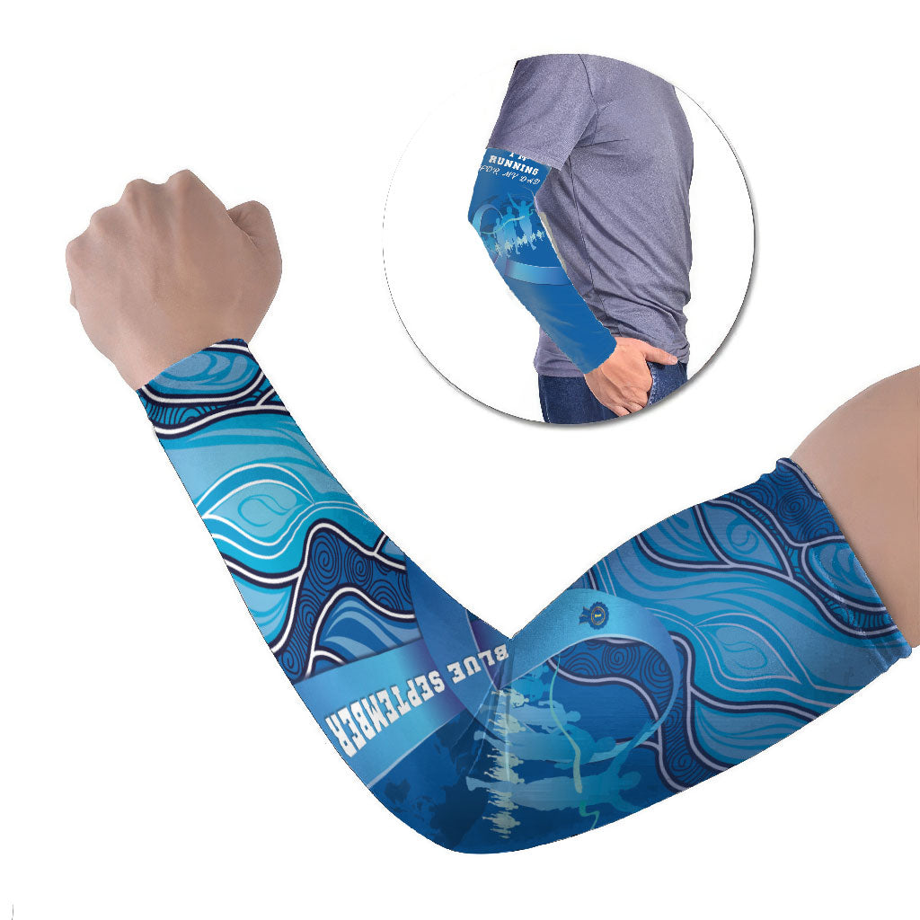 Australia Blue September Running Arm Sleeves Blue Ribbon I'm Running For My Dad
