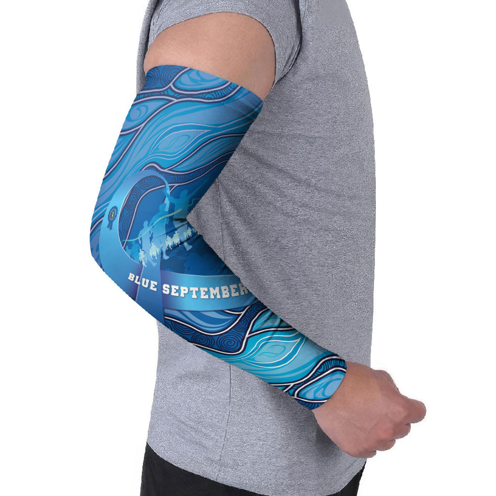 Australia Blue September Running Arm Sleeves Blue Ribbon I'm Running For My Dad