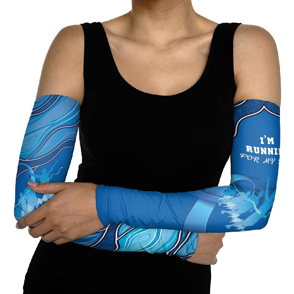 Australia Blue September Running Arm Sleeves Blue Ribbon I'm Running For My Dad