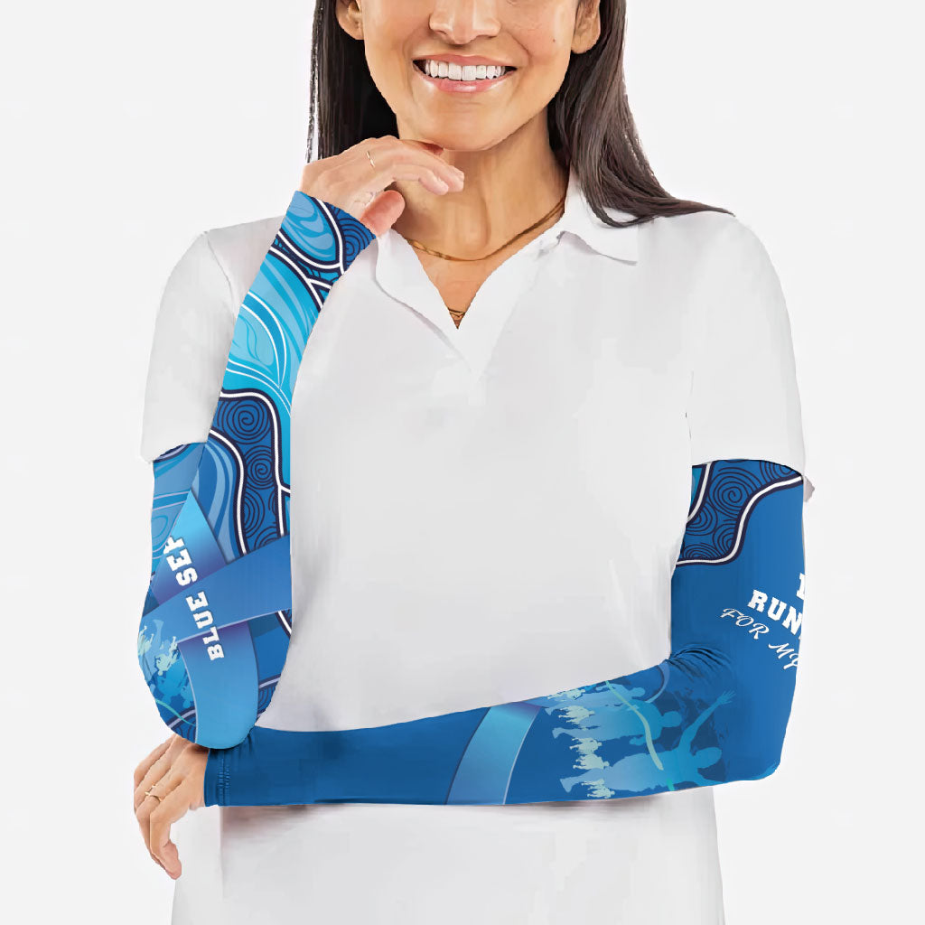 Australia Blue September Running Arm Sleeves Blue Ribbon I'm Running For My Dad