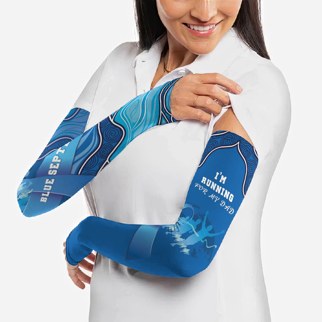 Australia Blue September Running Arm Sleeves Blue Ribbon I'm Running For My Dad