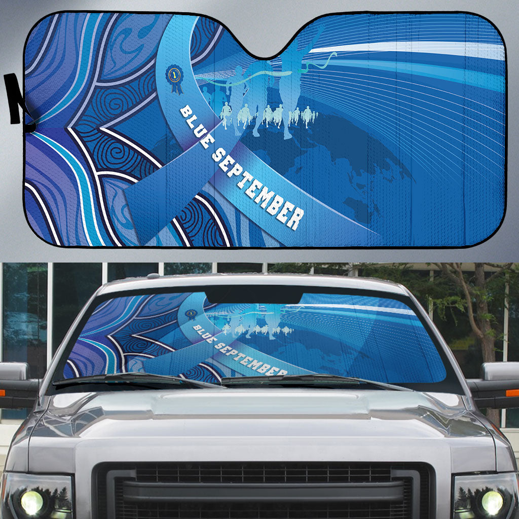 Australia Blue September Running Auto Sun Shade Blue Ribbon I'm Running For My Dad