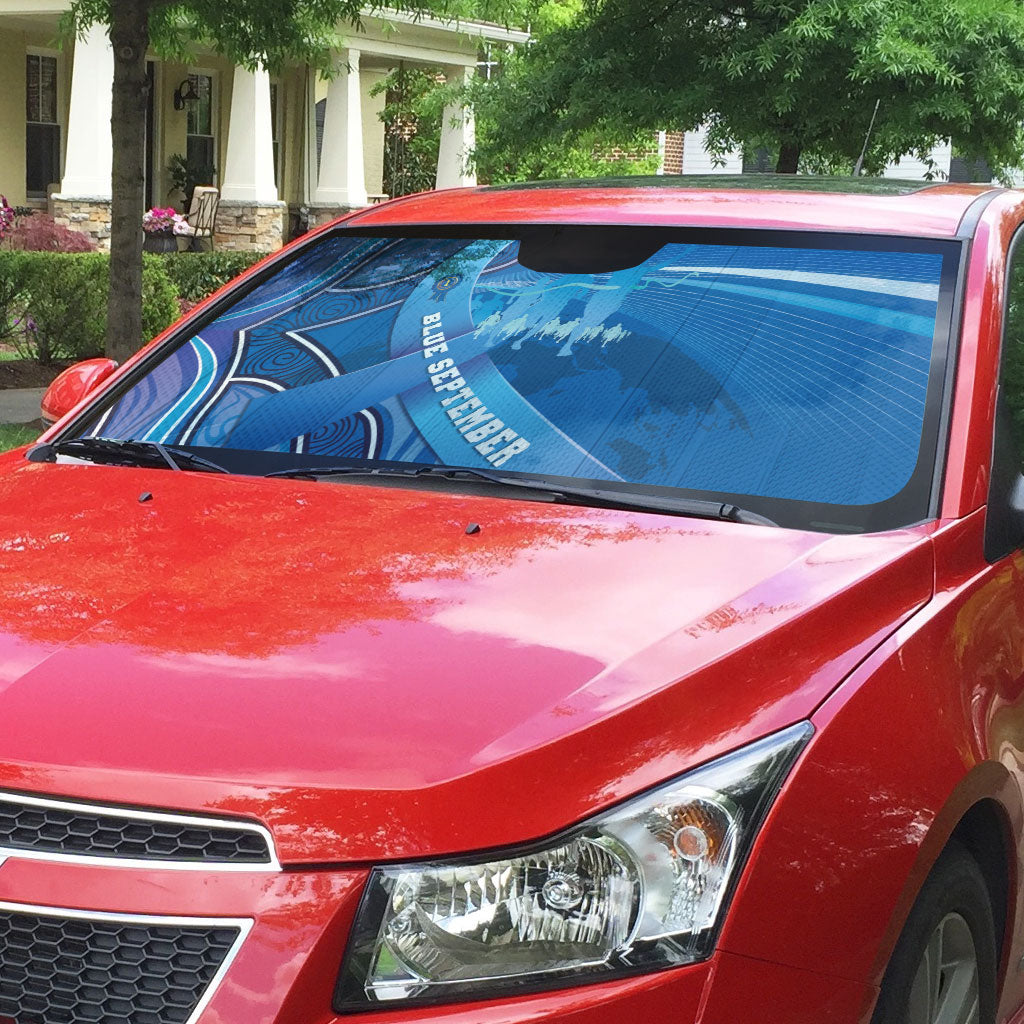 Australia Blue September Running Auto Sun Shade Blue Ribbon I'm Running For My Dad