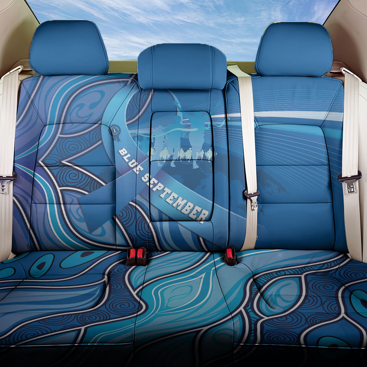 Australia Blue September Running Back Car Seat Cover Blue Ribbon I'm Running For My Dad