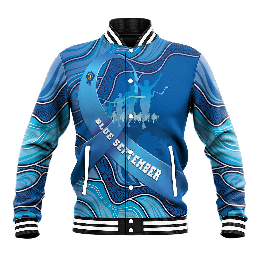 Australia Blue September Running Baseball Jacket Blue Ribbon I'm Running For My Dad