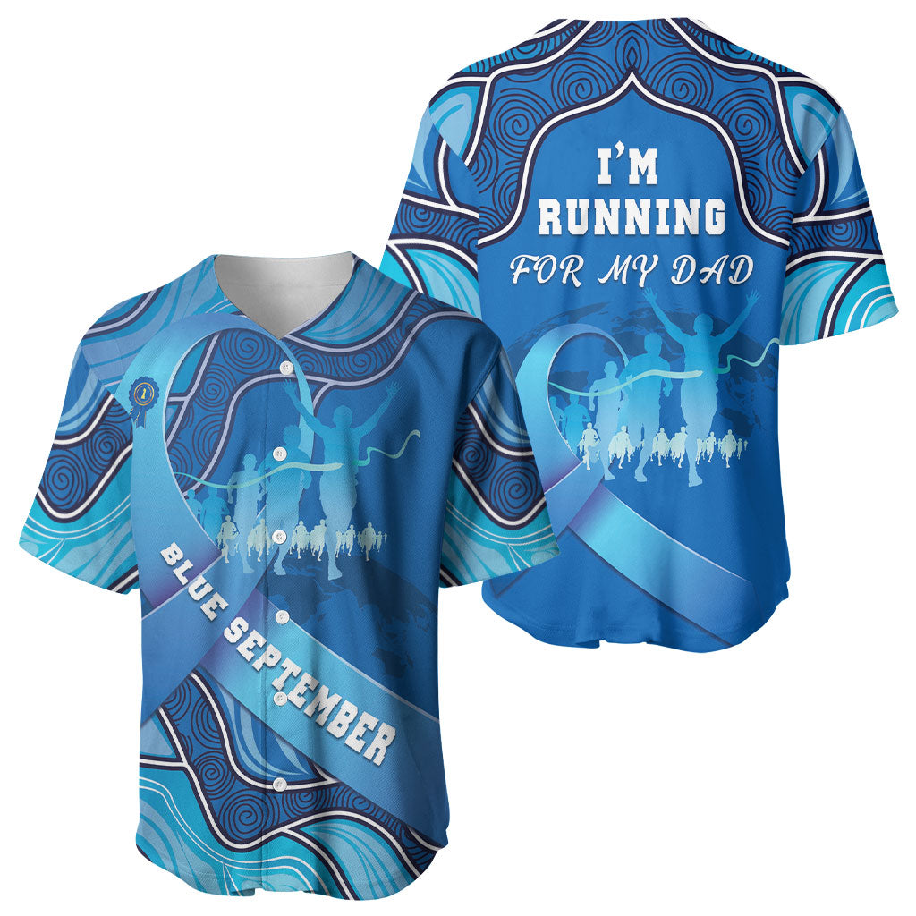 Australia Blue September Running Baseball Jersey Blue Ribbon I'm Running For My Dad