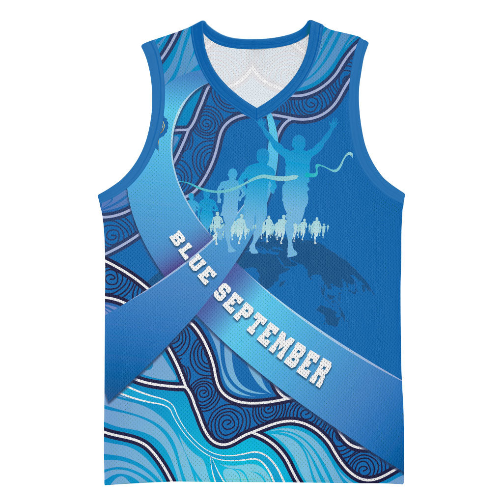 Australia Blue September Running Basketball Jersey Blue Ribbon I'm Running For My Dad
