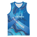 Australia Blue September Running Basketball Jersey Blue Ribbon I'm Running For My Dad