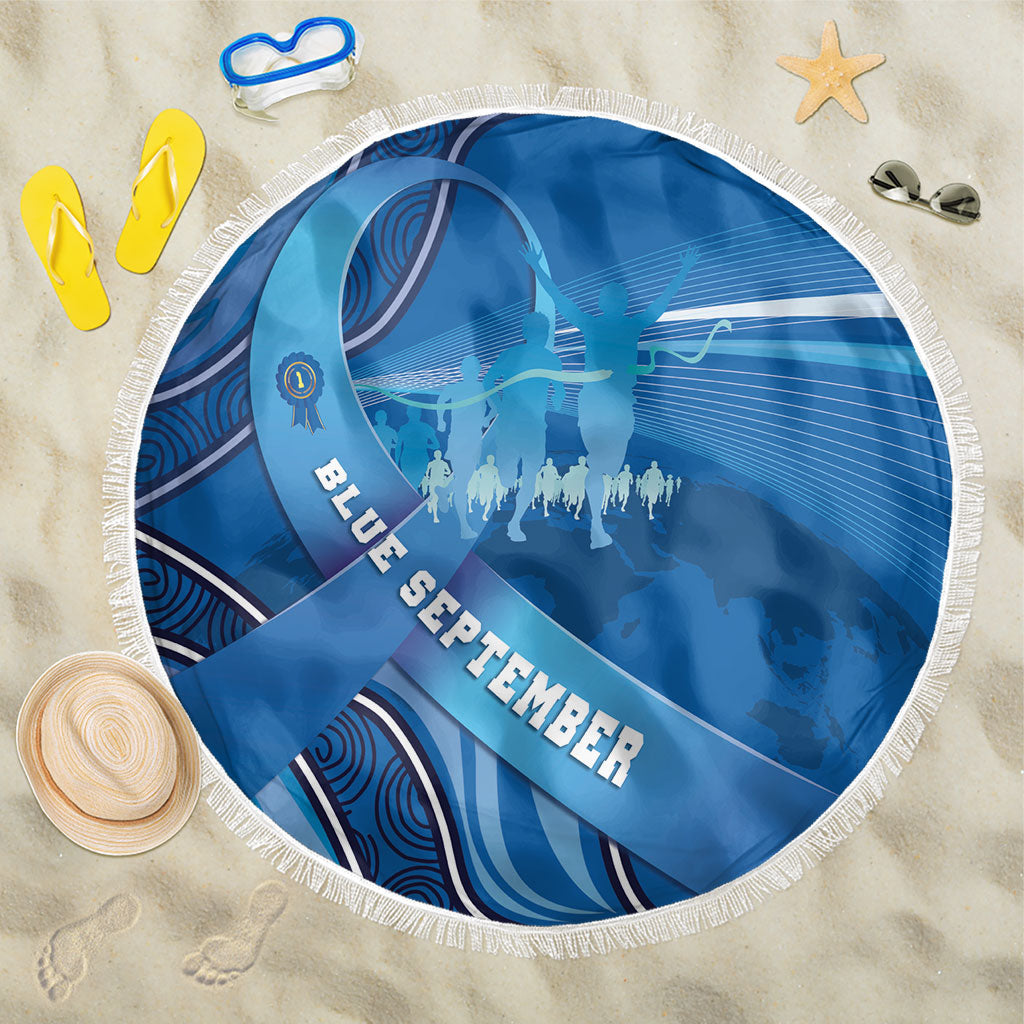 Australia Blue September Running Beach Blanket Blue Ribbon I'm Running For My Dad