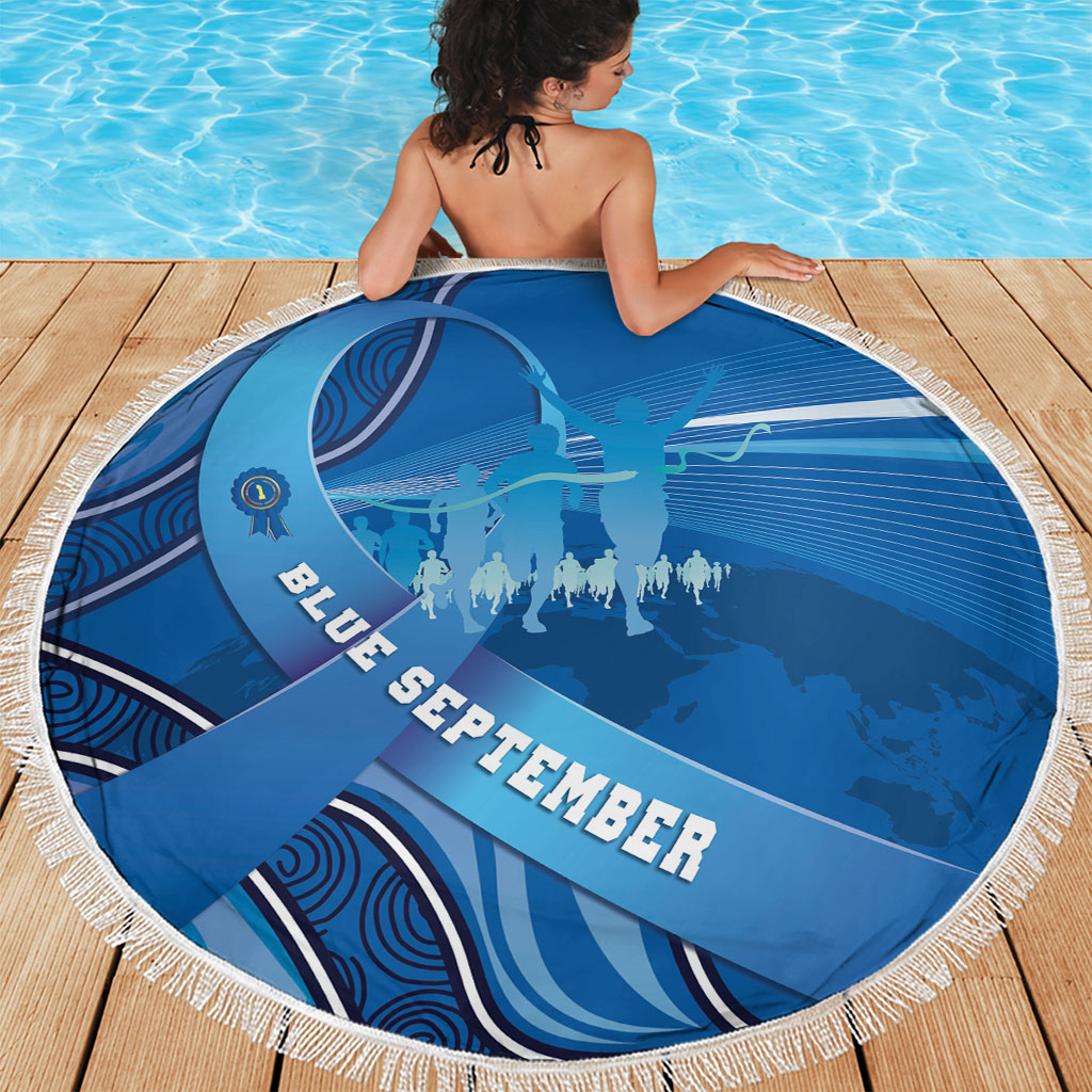 Australia Blue September Running Beach Blanket Blue Ribbon I'm Running For My Dad