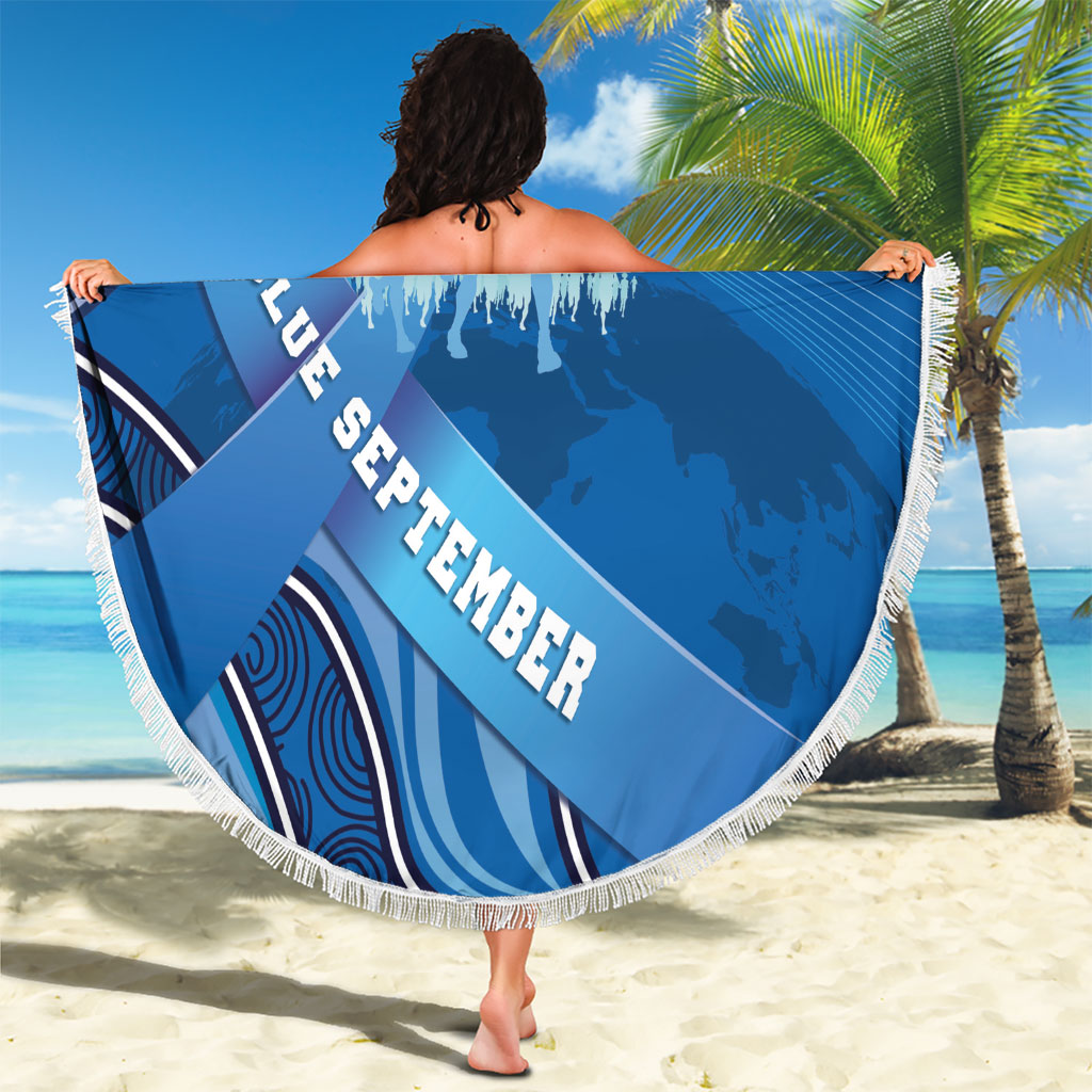 Australia Blue September Running Beach Blanket Blue Ribbon I'm Running For My Dad