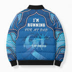 Australia Blue September Running Bomber Puffer Jacket Blue Ribbon I'm Running For My Dad