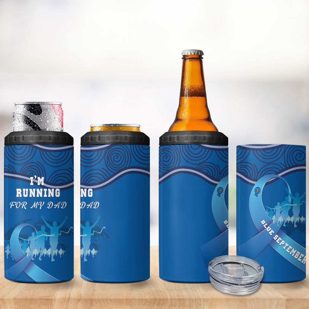 Australia Blue September Running 4 in 1 Can Cooler Tumbler Blue Ribbon I'm Running For My Dad