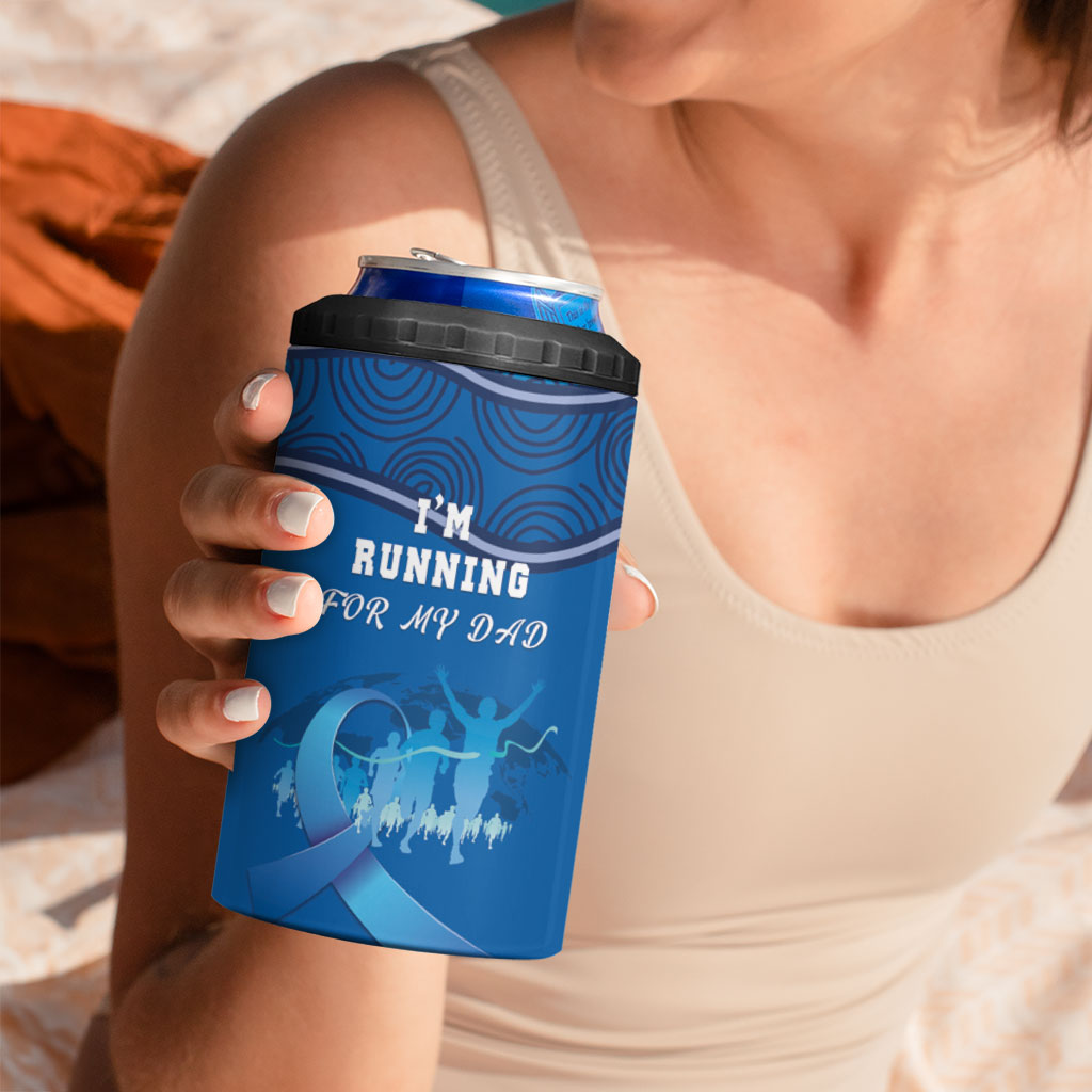 Australia Blue September Running 4 in 1 Can Cooler Tumbler Blue Ribbon I'm Running For My Dad