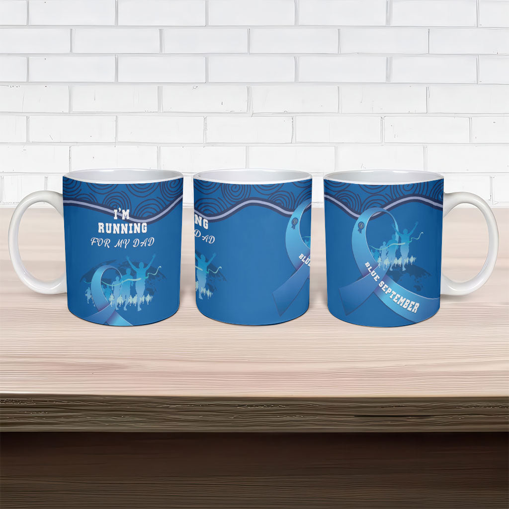 Australia Blue September Running Ceramic Mug Blue Ribbon I'm Running For My Dad