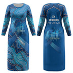 Australia Blue September Running Couples Matching Long Sleeve Bodycon Dress and Hawaiian Shirt Blue Ribbon I'm Running For My Dad
