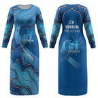 Australia Blue September Running Couples Matching Long Sleeve Bodycon Dress and Long Sleeve Button Shirt Blue Ribbon I'm Running For My Dad