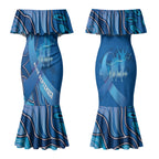 Australia Blue September Running Couples Matching Mermaid Dress and Hawaiian Shirt Blue Ribbon I'm Running For My Dad