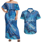 Australia Blue September Running Couples Matching Off Shoulder Maxi Dress and Hawaiian Shirt Blue Ribbon I'm Running For My Dad