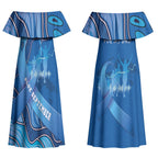 Australia Blue September Running Couples Matching Off Shoulder Maxi Dress and Hawaiian Shirt Blue Ribbon I'm Running For My Dad