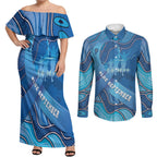 Australia Blue September Running Couples Matching Off Shoulder Maxi Dress and Long Sleeve Button Shirt Blue Ribbon I'm Running For My Dad