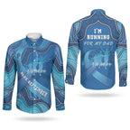 Australia Blue September Running Couples Matching Off Shoulder Maxi Dress and Long Sleeve Button Shirt Blue Ribbon I'm Running For My Dad