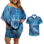 Australia Blue September Running Couples Matching Off Shoulder Short Dress and Hawaiian Shirt Blue Ribbon I'm Running For My Dad