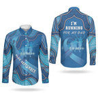 Australia Blue September Running Couples Matching Puletasi and Long Sleeve Button Shirt Blue Ribbon I'm Running For My Dad