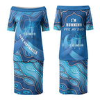 Australia Blue September Running Couples Matching Puletasi and Long Sleeve Button Shirt Blue Ribbon I'm Running For My Dad