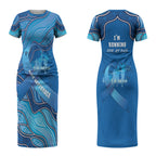 Australia Blue September Running Couples Matching Short Sleeve Bodycon Dress and Long Sleeve Button Shirt Blue Ribbon I'm Running For My Dad