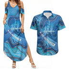 Australia Blue September Running Couples Matching Summer Maxi Dress and Hawaiian Shirt Blue Ribbon I'm Running For My Dad