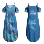 Australia Blue September Running Couples Matching Summer Maxi Dress and Hawaiian Shirt Blue Ribbon I'm Running For My Dad