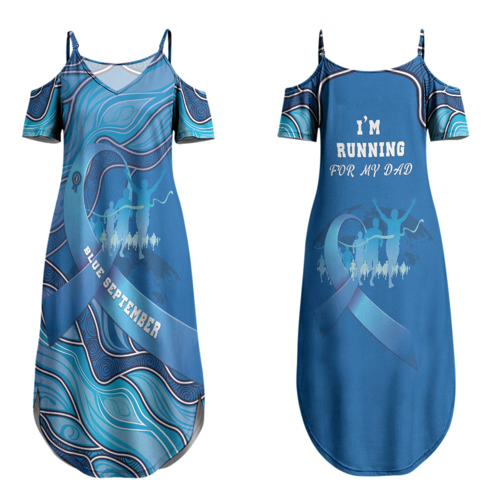 Australia Blue September Running Couples Matching Summer Maxi Dress and Hawaiian Shirt Blue Ribbon I'm Running For My Dad