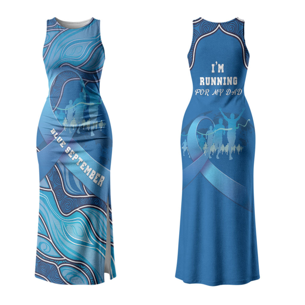 Australia Blue September Running Couples Matching Tank Maxi Dress and Hawaiian Shirt Blue Ribbon I'm Running For My Dad