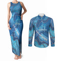 Australia Blue September Running Couples Matching Tank Maxi Dress and Long Sleeve Button Shirt Blue Ribbon I'm Running For My Dad
