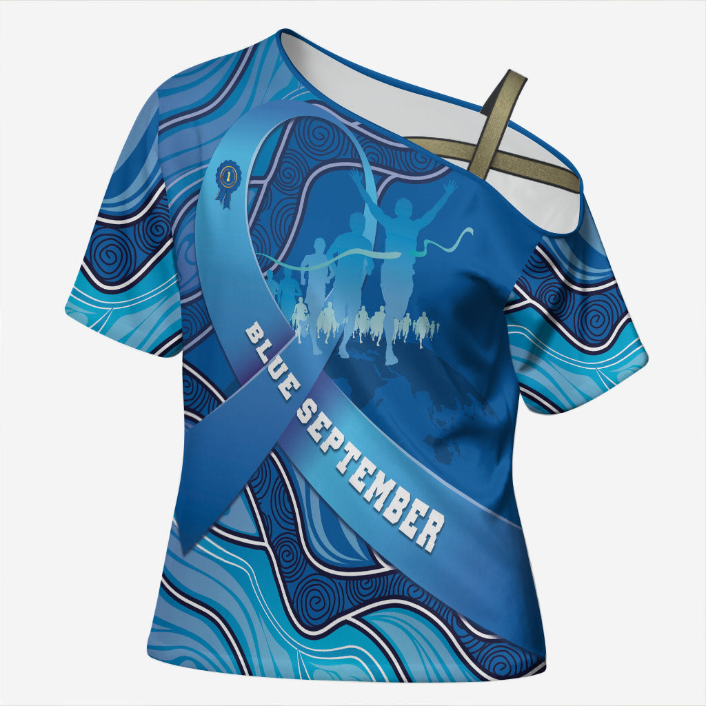Australia Blue September Running Cross Shoulder Shirt Blue Ribbon I'm Running For My Dad
