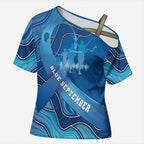 Australia Blue September Running Cross Shoulder Shirt Blue Ribbon I'm Running For My Dad