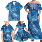 Australia Blue September Running Family Matching Off Shoulder Maxi Dress and Hawaiian Shirt Blue Ribbon I'm Running For My Dad
