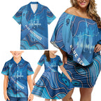 Australia Blue September Running Family Matching Off Shoulder Short Dress and Hawaiian Shirt Blue Ribbon I'm Running For My Dad