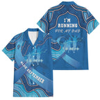 Australia Blue September Running Family Matching Off Shoulder Short Dress and Hawaiian Shirt Blue Ribbon I'm Running For My Dad